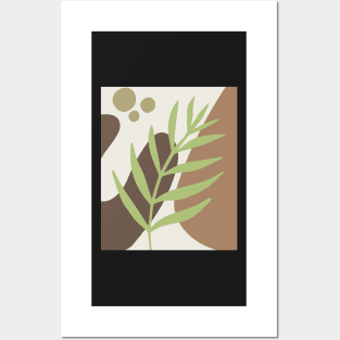 Minimal Modern  Abstract Shapes Abstract Green Leaf Warm Tones  Pattern Posters and Art